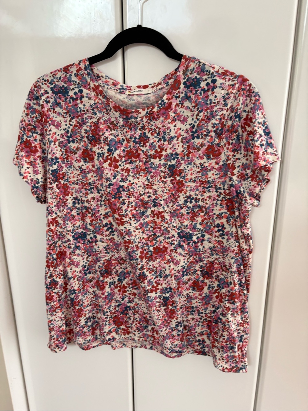 Floral Short Sleeve soft Marine Layer Crewneck Tee Pink/Red/Blue.